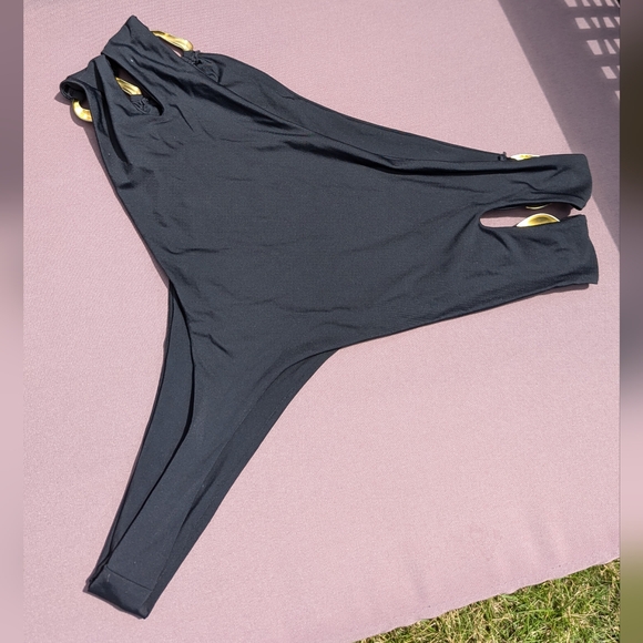 Riot Swim Ace Black Bikini Bottoms with Gold Accents - Size XL - Picture 4 of 4